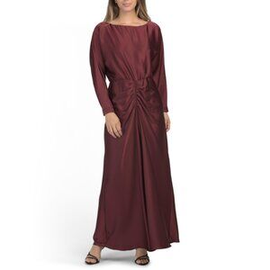 JULIA JORDAN Wine Cinched Waist Maxi Dress